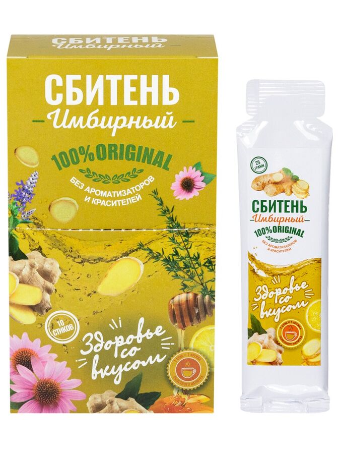 Алтайский нектар Сбитень имбирный с медом, стик 25 гр.