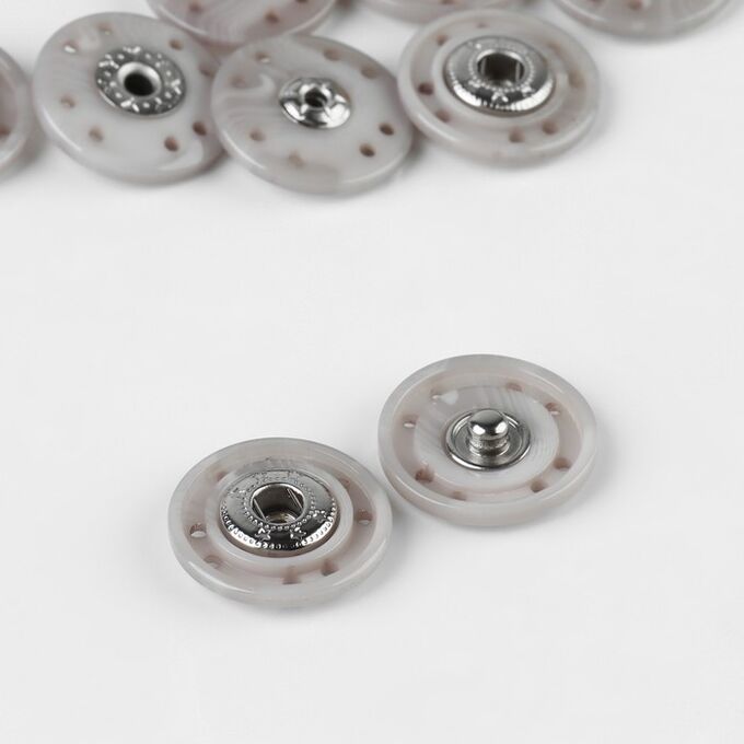СИМА-ЛЕНД Кнопки пришивные декоративные, d = 23 мм, 5 шт, цвет серый