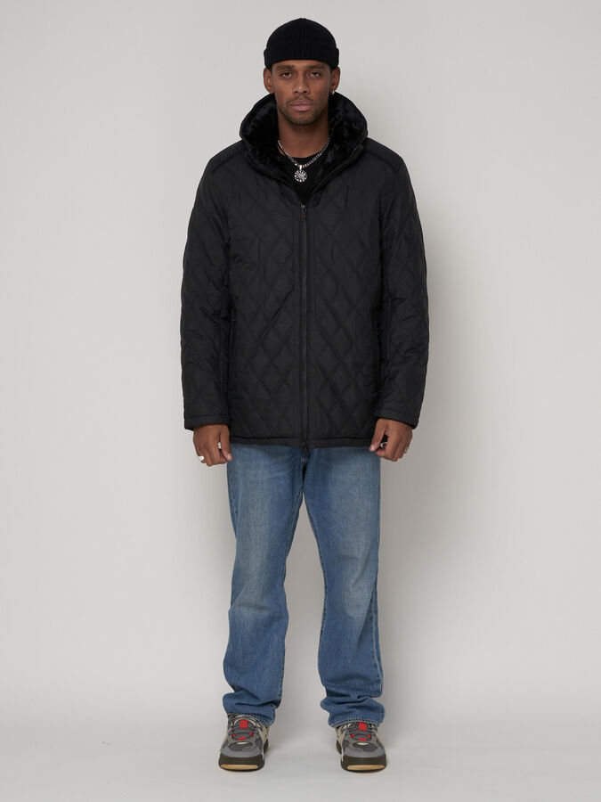 MTFORCE Куртка зимняя мужская классическая стеганная черного цвета 93168Ch