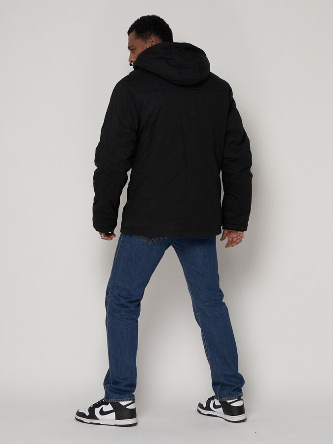 Куртка зимняя мужская классическая стеганная черного цвета 2107Ch