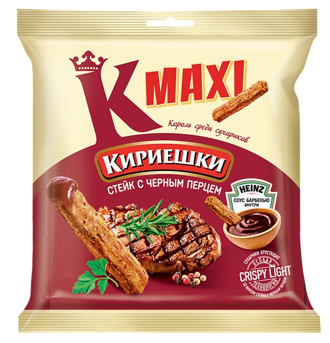 Яшкино Сухарики Кириешки Maxi 60г Стейк + соус барбекю