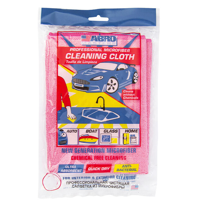 Салфетка из микрофибры ТЕМНО-РОЗОВАЯ Cleaning cloth протирочная большая CT-210-RO ABRO MASTERS