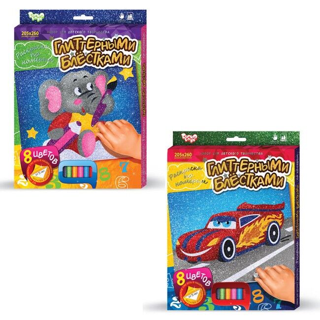 Danko Toys Набор для творчества Раскраска глитерными блестками по номерам р.205*260 /АльянсТрест/