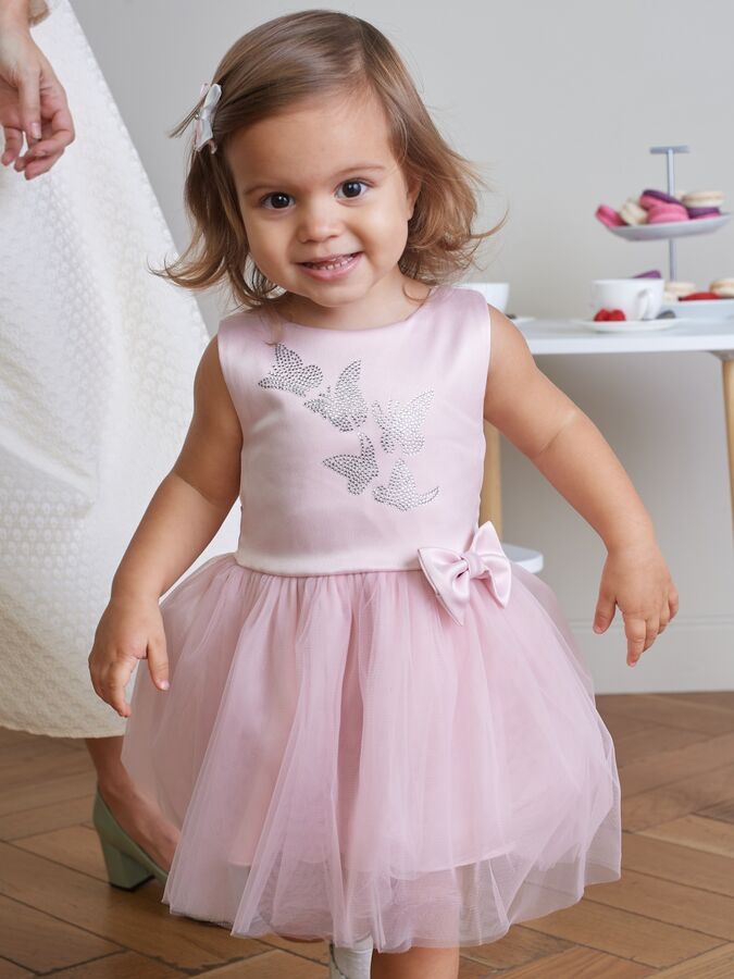 Luxury Baby Нарядное платье со стразами &quot;Бабочка&quot; (розовое)