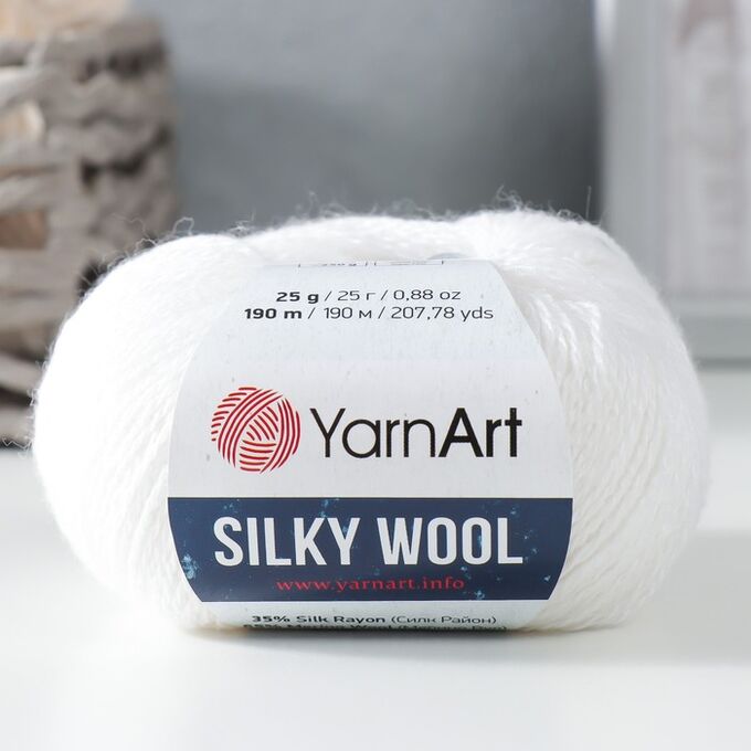 YarnArt Пряжа &quot;Silky Wool&quot; 35% силк район, 65% мерино. вул 190м/25г (347 белый)
