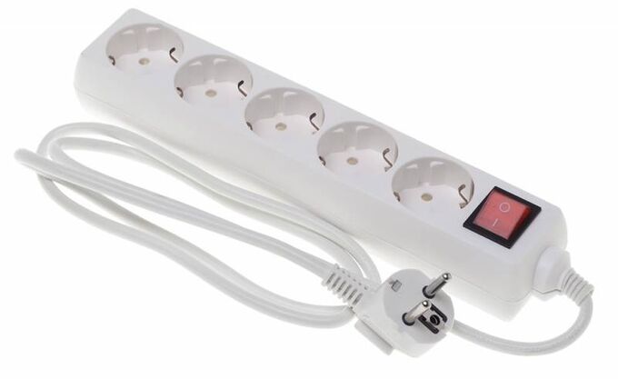 DELTA Удлинитель сетевой Buro BU-PS5.3/W  белый (3м, 5 розеток, выключатель, заземление)
