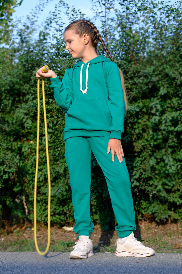 Vikikids Костюм с капюшоном цвет зеленый,  (футер двухнитка без начеса)