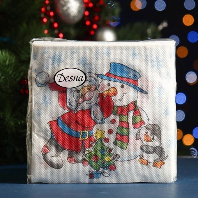 Салфетки бумажные &quot;Desna Design&quot; Дед Мороз и Снеговик, 1 слой, 24x24, 40 листов