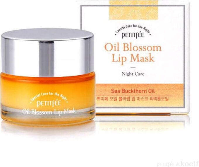 Petitfee Ночная маска для губ c маслом облепихи Oil Blossom Lip Mask Sea Buckthorn Oil, 15гр