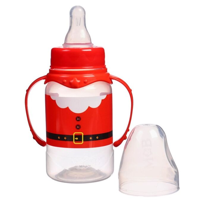 Mum&Baby Бутылочка для кормления &quot;Дед Мороз&quot; 150 мл цилиндр, с ручками