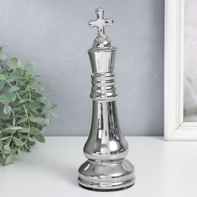 СИМА-ЛЕНД Сувенир керамика &quot;Шахматная фигура. Король&quot; серебро 25х8,2х8,2 см