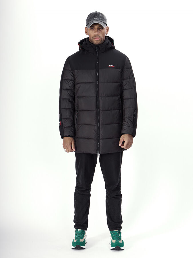 MTFORCE Куртка удлинённая мужская зимняя черного цвета 2237Ch