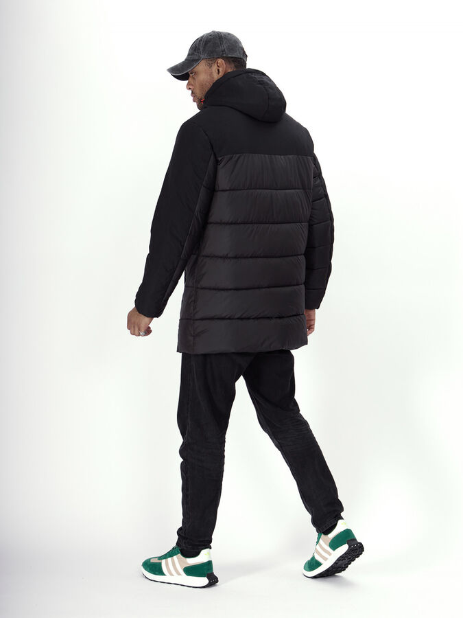 Куртка удлинённая мужская зимняя черного цвета 2237Ch