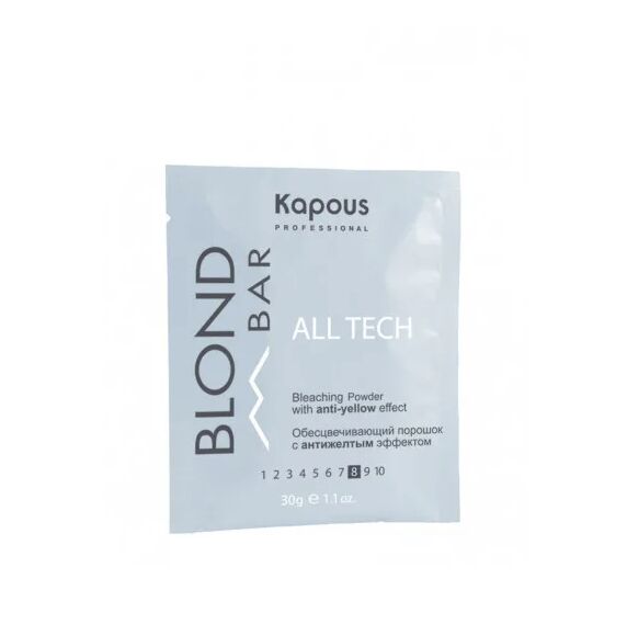 Обесцвечивающий порошок для волос 30гр Kapous Blond Bar All tech с антижелтым эффектом