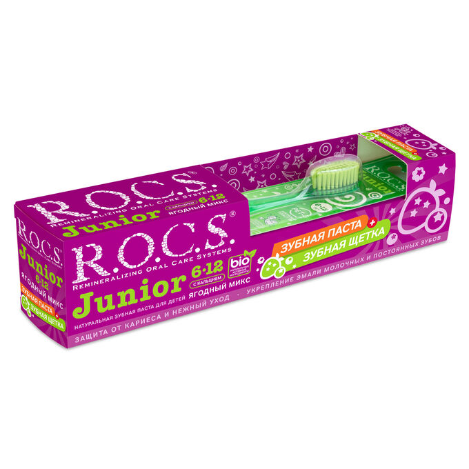 R.O.C.S. З/п РОКС  Junior  Ягодный Микс  6-12 лет, 74 гр .+з/щ Рокс Junior, шт