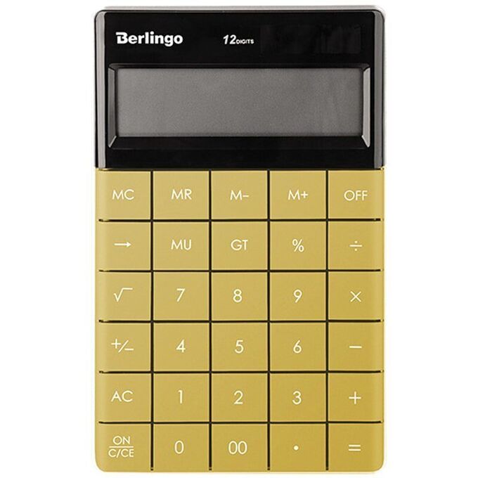 Калькулятор настольный Berlingo &quot;PowerTX&quot;, 12 разр., двойное питание, 165*105*13мм, золотой