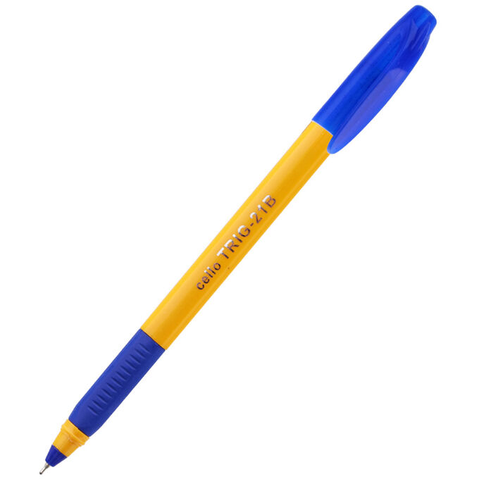 Ручка шариковая Cello &quot;Tri-Grip yellow barrel&quot; синяя, 0,7мм, грип, штрих-код