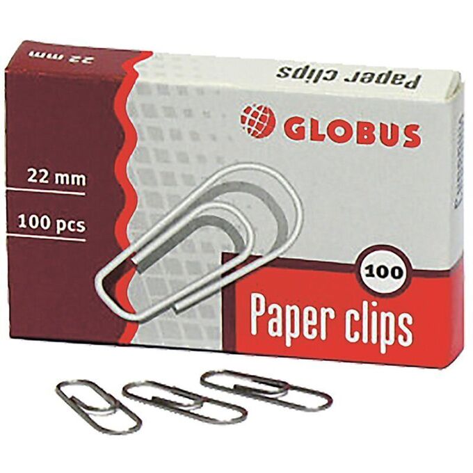 Скрепки 22мм, Globus, 100шт., карт. упак.