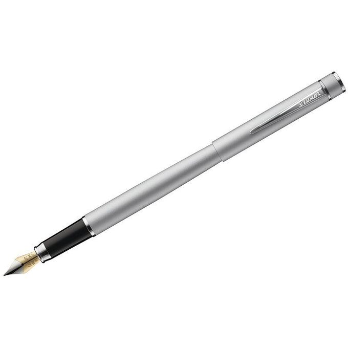 Ручка перьевая Luxor &quot;Sleek&quot; синяя, 0,8мм, корпус серый металлик