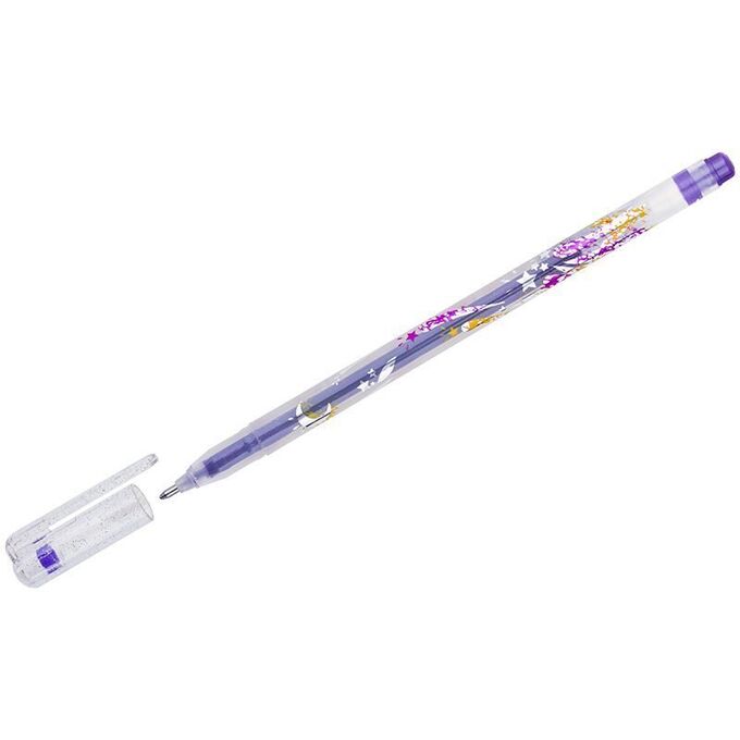 Ручка гелевая Crown &quot;Glitter Metal Jell&quot; фиолетовая с блестками, 1,0мм