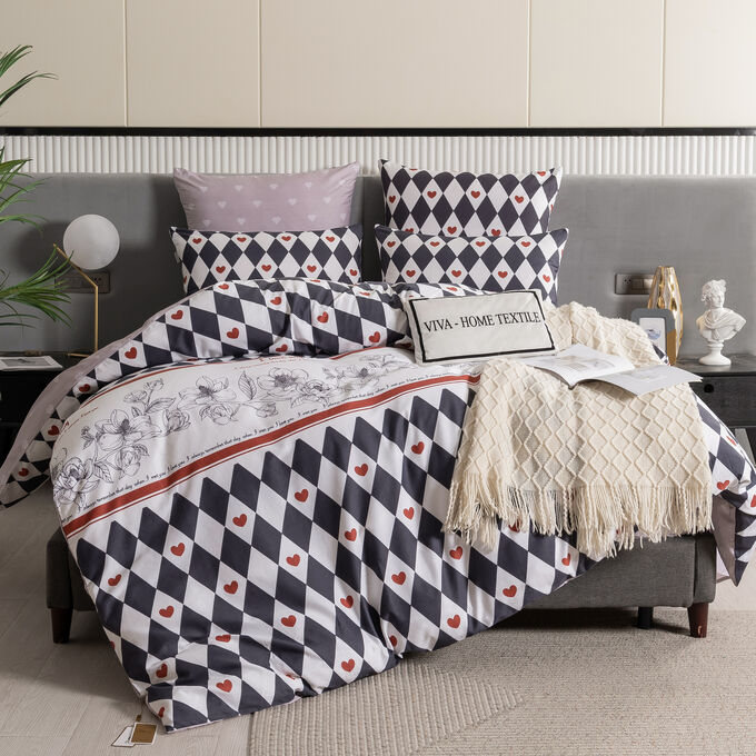 Viva home textile Комплект постельного белья Делюкс Сатин на резинке LR423
