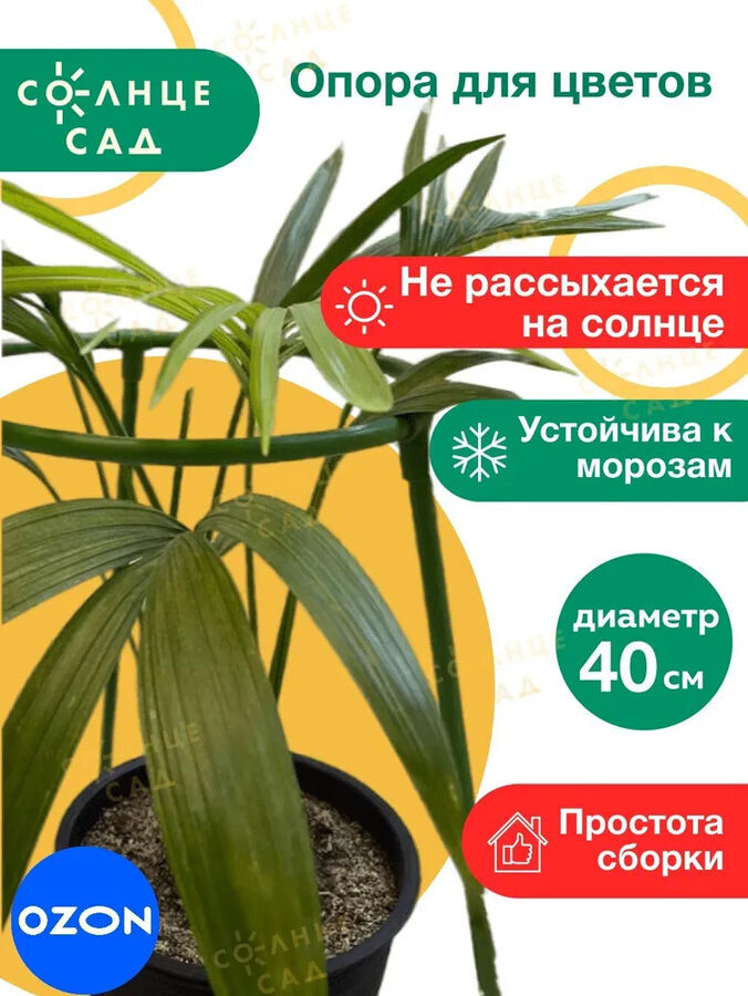 Солнце сад &quot;Опора для цветов круглая d40хh50, пластик, цвет зеленый &quot;