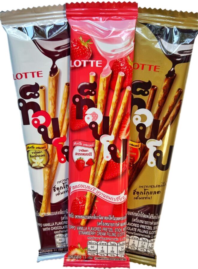 Lotte Ассорти три вида: с ванильной начинкой, с клубничной начинкой, с какао начинкой