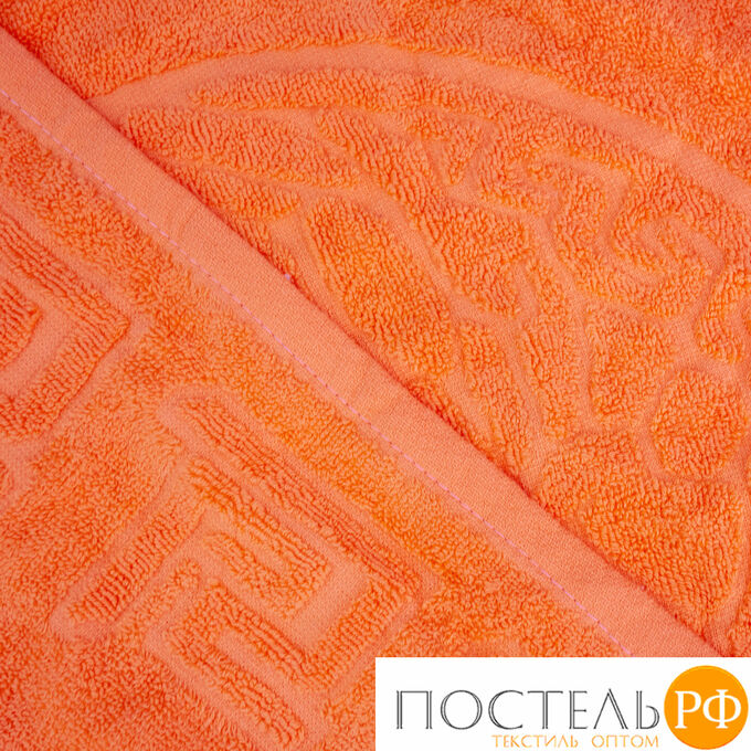 Art Soft Tex Полотенце махровое 65*135 жаккард лицо/пуговка 420, оранжевое