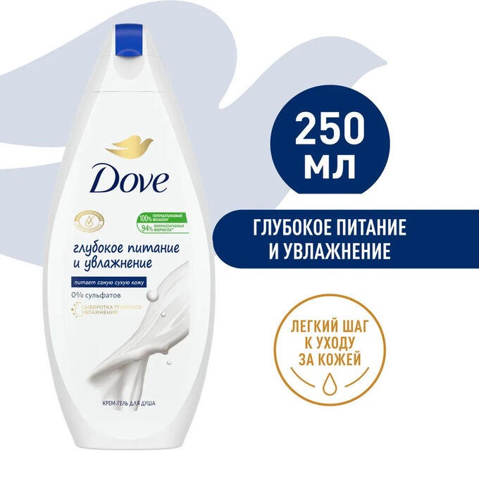 Крем-гель для душа жен. Dove &quot;Глубокое питание и увлажнение&quot; 250мл