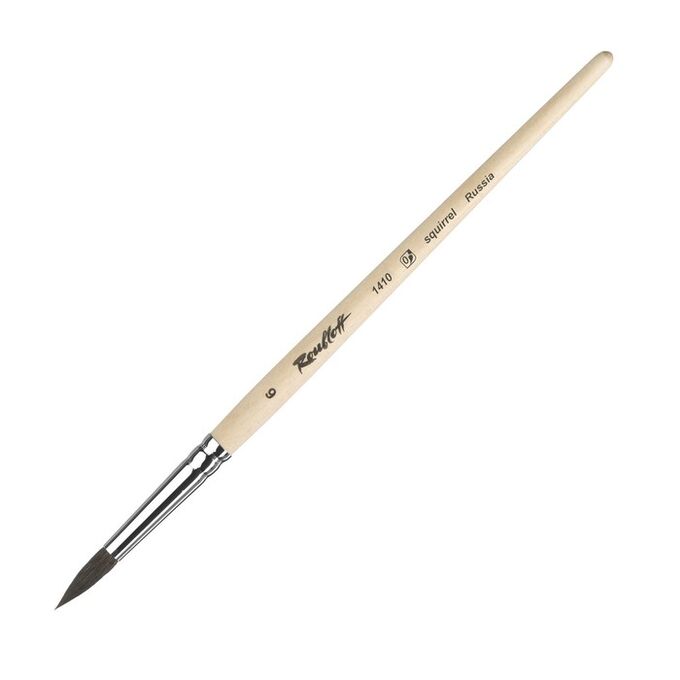 Кисть Roubloff Белка серия 1410 № 6 ручка короткая пропитана лаком/ белая обойма
