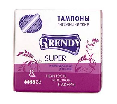 Тампоны &quot;GRENDY&quot; SUPER нежность лепестков сакуры 8шт/уп