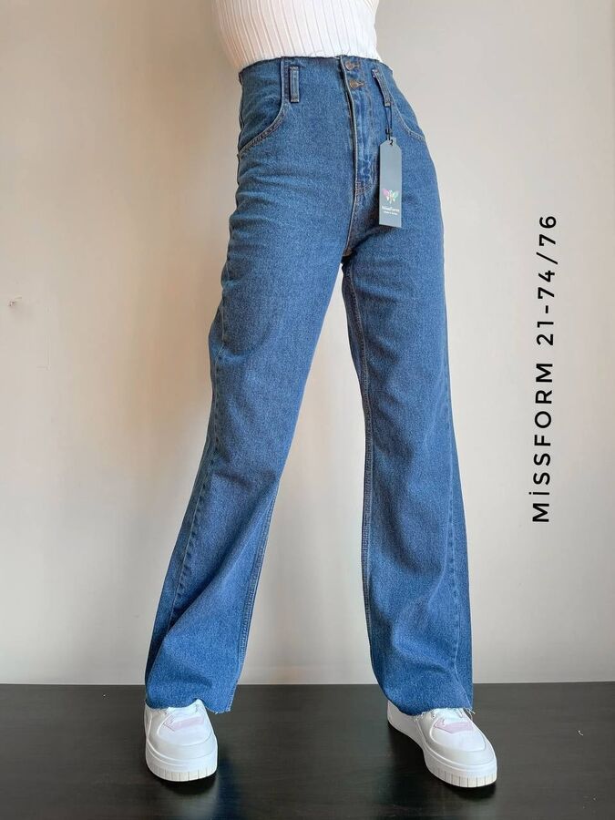 MissForm Модель прямых джинсов палаццо, синий