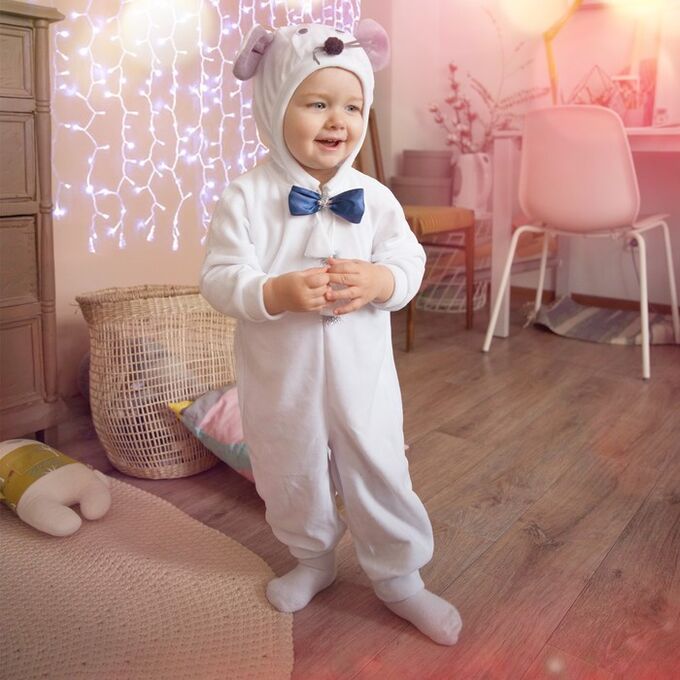 Страна карнавалия Карнавальный костюм для малышей «Мышонок с бабочкой», велюр, хлопок, рост 74-92 см