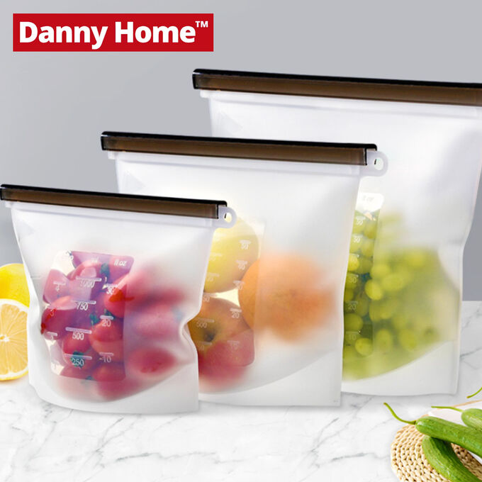 Силиконовый пакет-контейнер для хранения &quot;Danny Home&quot; Reusable Silicone Food Storage Bag 2000 мл