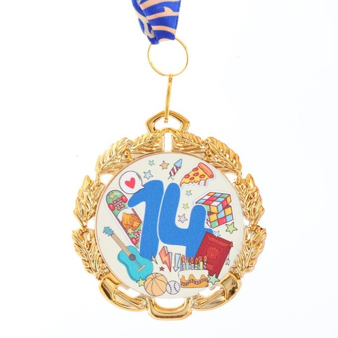 СИМА-ЛЕНД Медаль юбилейная с лентой &quot;14 лет&quot;, D = 70 мм
