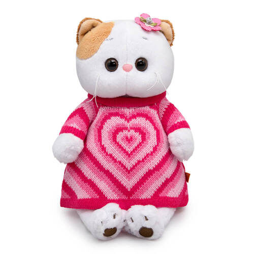 Игрушка мягк. Кошечка Ли-Ли в вязоном платье с сердцем ,24 см   тм.BudiBasa