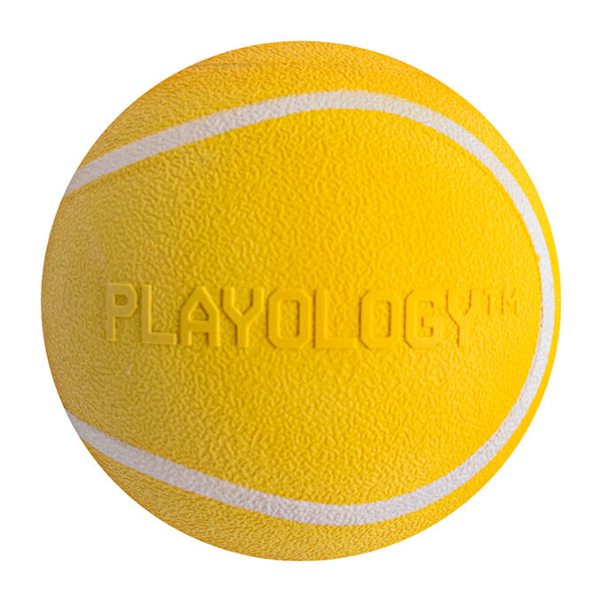 Playology  жевательный мяч SQUEAKY CHEW BALL 6 см для собак мелких и средних пород с пищалкой и с ароматом курицы, цвет желтый