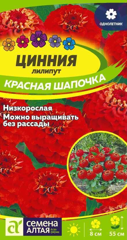 Семена Алтая Цветы Цинния лилипут Красная шапочка 0,3 гр