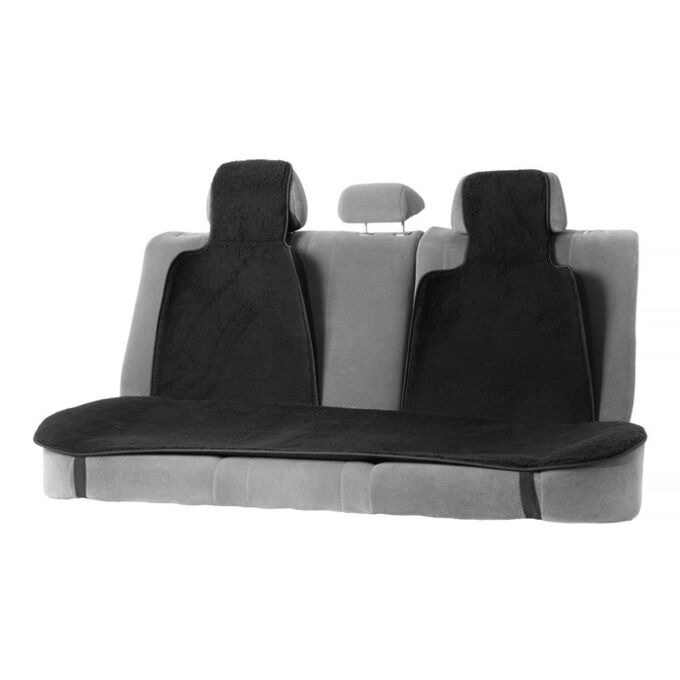 СИМА-ЛЕНД Накидки на заднее сиденье, нат. шерсть, 135х55 и 75х55 см, черный, набор 3 шт