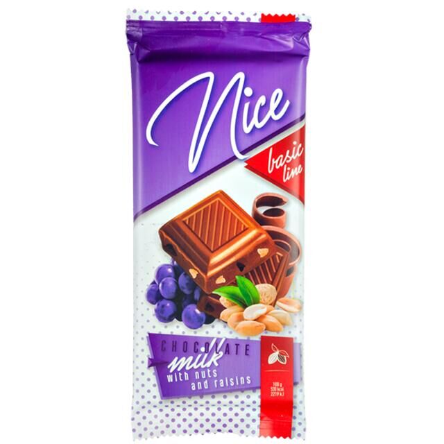 Nice Day Шоколад NICE Milk NUTS &amp; RAISINS 80 г