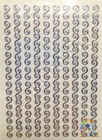NAIL STICKERS Наклейки для ногтей 3D, №6 6,5х9 см. серебро