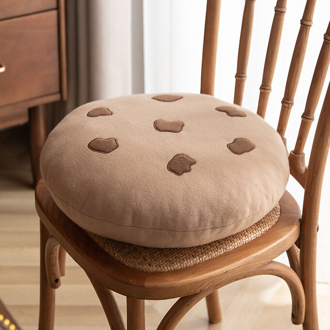 Подушка на стул круглая, цвет светло-коричневый