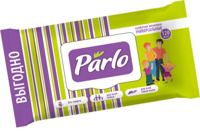 PARLO Влажные салфетки универсальные для всей семьи с крышкой 120шт
