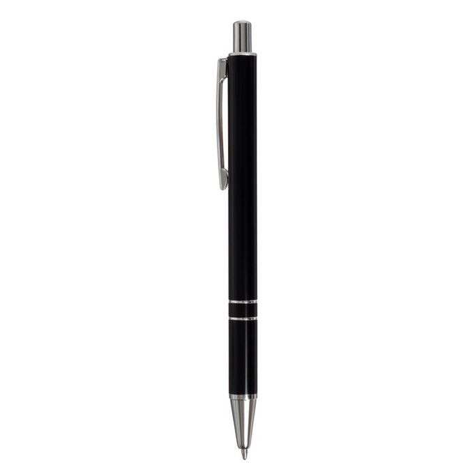 Calligrata Ручка шариковая, автоматическая, 0.5 мм, круглая, чёрная с серебристыми вставками, металлический корпус, стержень синий