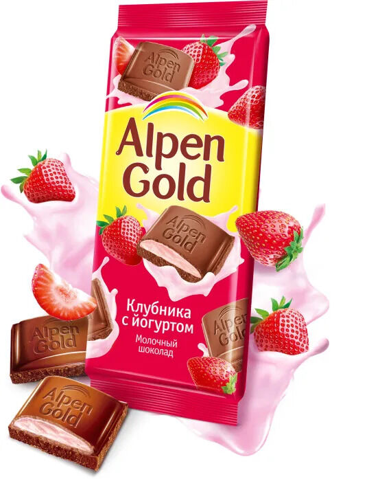 Alpen Gold Альпен голд Клубника с Йогуртом шоколад 85 г