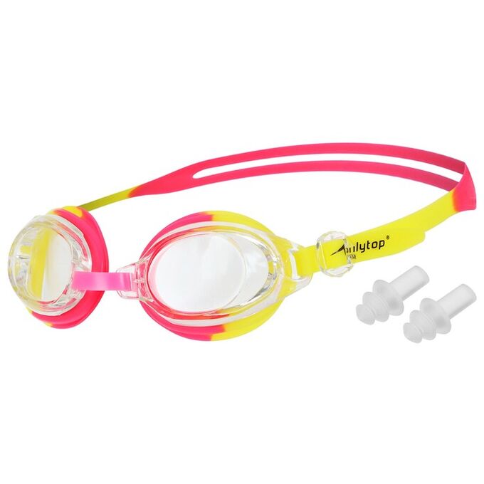 ONLITOP Очки для плавания детские ONLYTOP, беруши, цвет красный/жёлтый