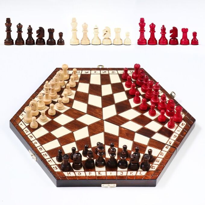 СИМА-ЛЕНД Шахматы с тремя игроками, 35 х 35 см, король h-6 см. пешка h-2.5 см