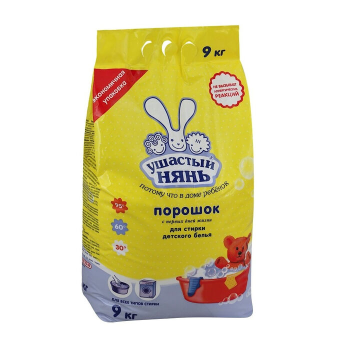 Стиральный порошок УШАСТЫЙ НЯНЬ 9кг детский
