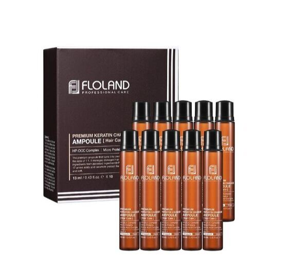 Floland Кератиновая сыворотка для волос в ампулах премиум класса  Premium Keratin Change Ampoule
