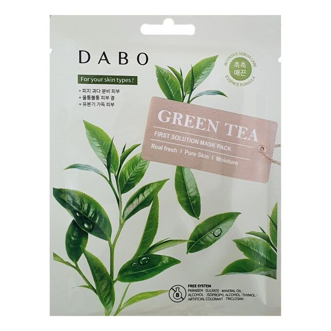 DABO Тканевая маска с зелёным чаем First Solution Green Tea Mask Pack